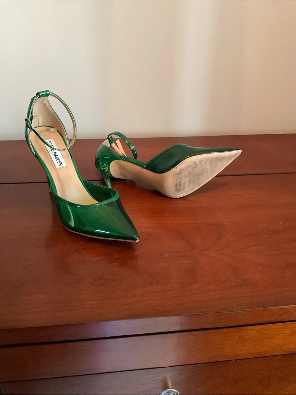 Steve Madden Emerald Patent Pointed-Toe Ankle-Strap Heels